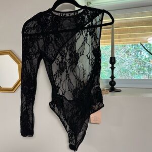Lace Backless Bodysuit NEW w Tags On